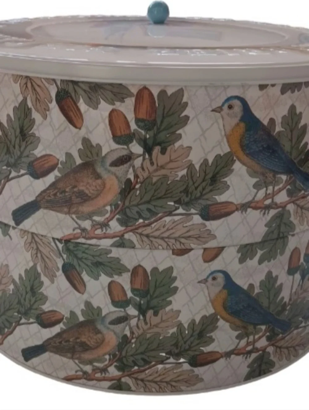 John Derian Double Pie Carrier | Stamped Metal | Bird & Leaf Design